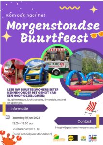 Morgenstondse Buurtfeest 10 Juni 2023 @ Oude schoolplein Mondriaan