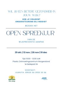 Open spreekuur GGD @ Ontmoetingscentrum Morgenstond