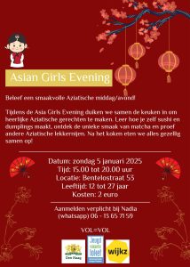 Asian Chirls Evening - 12 tot 27 jaar. Aanmelden verplicht. Vol = Vol @ Bentelostraat 53