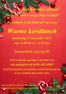 Warme Kerstlunch - aanmelden uiterlijk 22 december @ Emmauskerk