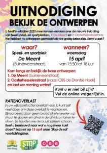 Uitnodiging bekijk de ontwerpen @ Speel-en sportplek de Meent